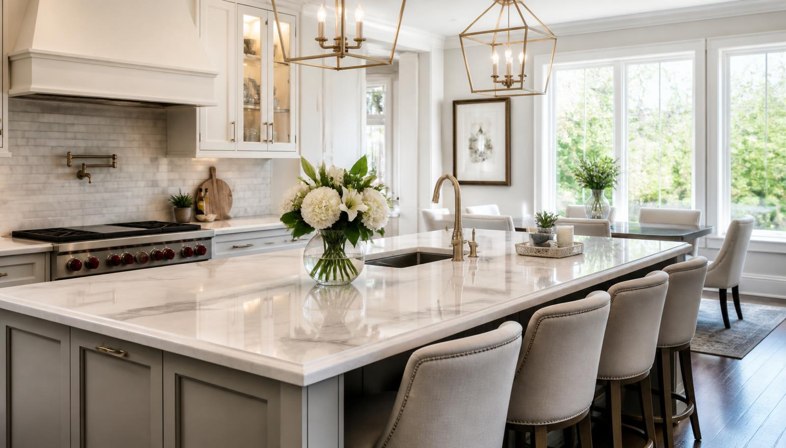 Staged luxury kitchen prepared for listing photography in an Atlanta home