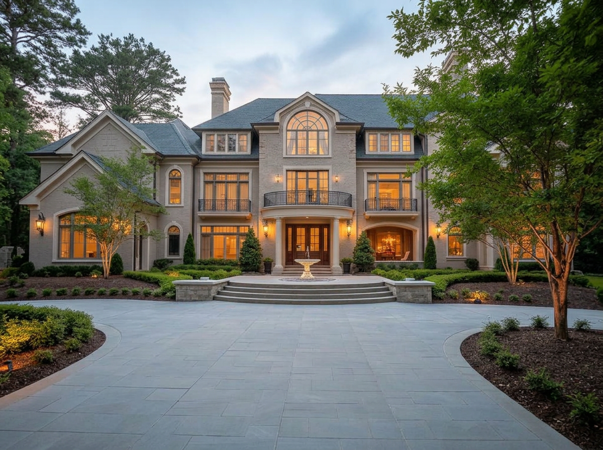 Luxury Atlanta estate at dusk